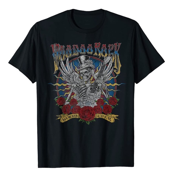 Voodoo Rock Faded Concert Band Music Festival Guitar T-Shirt Vintage Style Rock - Picture 1 of 4